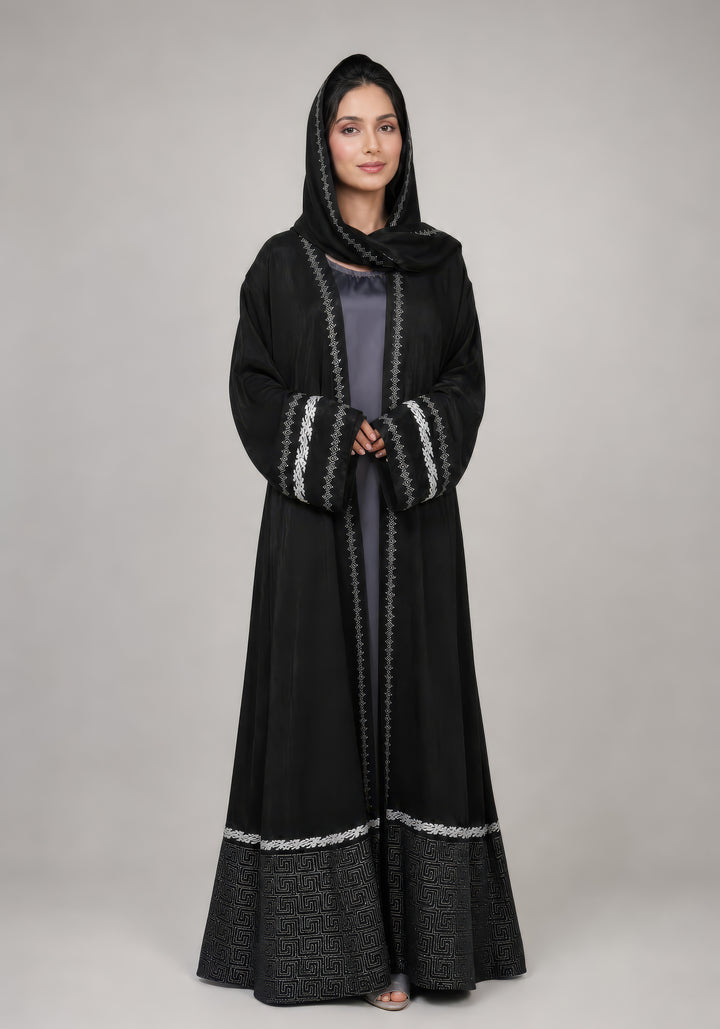 Black Premium Block Print Abaya