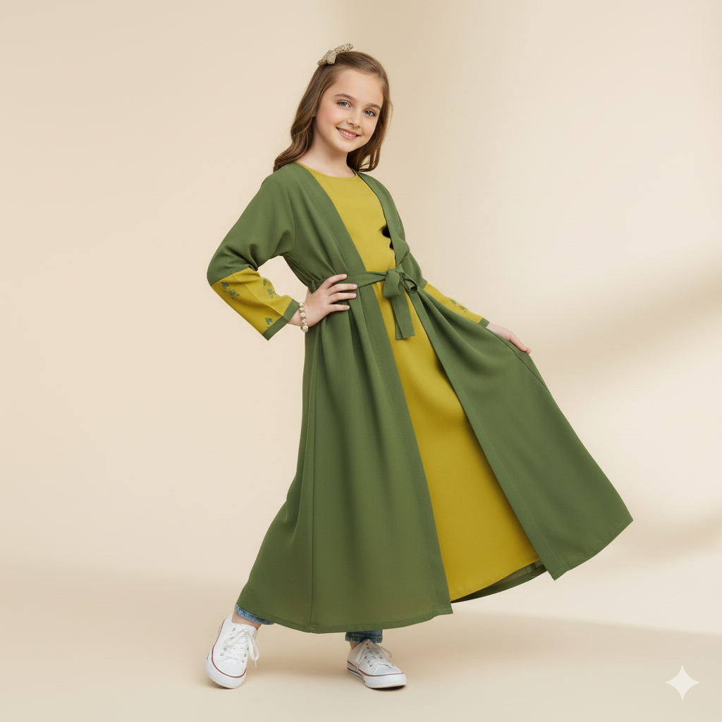 Golden Olive Kids Abaya