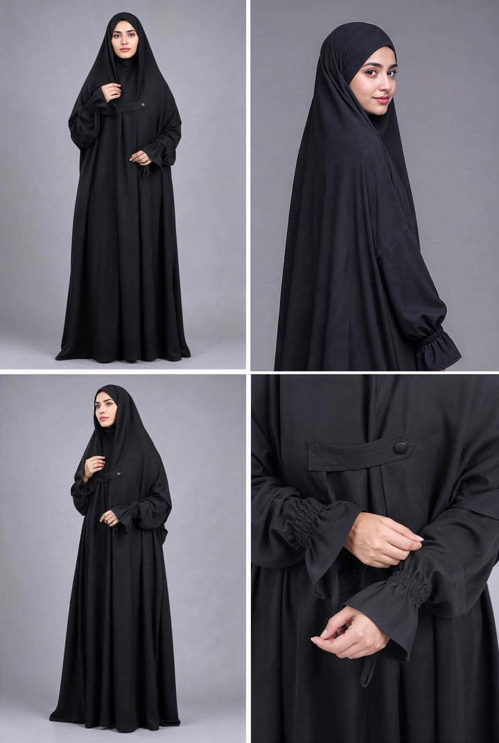 Layered Saudi Jilbab - Black