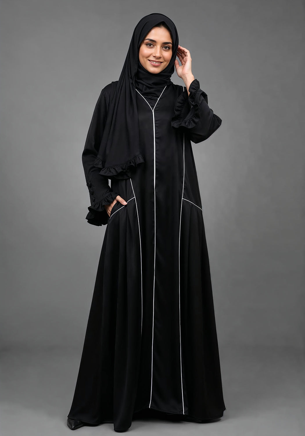Black frill abaya
