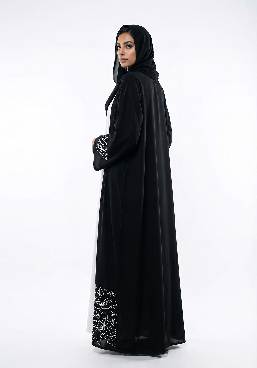Double-Layer Abaya with White Malai Inner