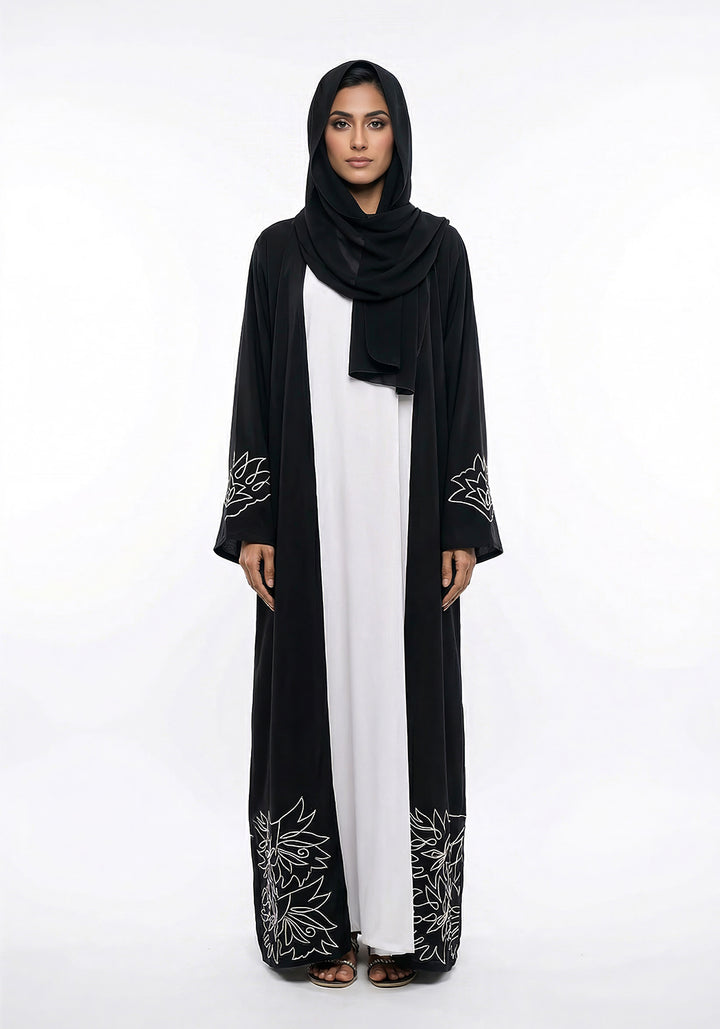 Double-Layer Abaya with White Malai Inner