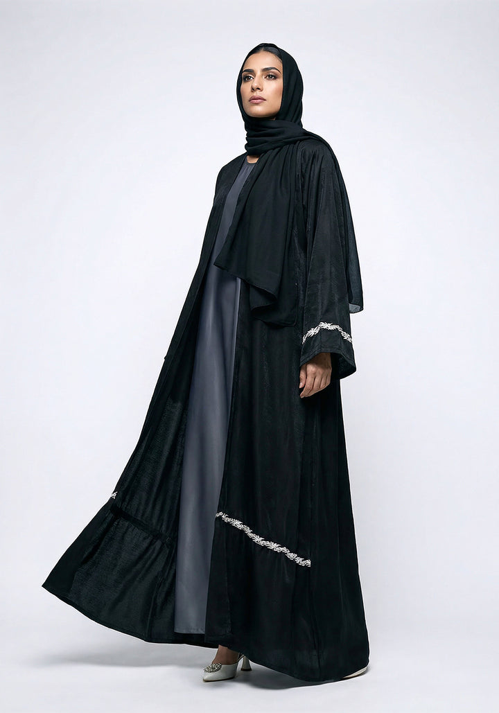 Black and Grey Abaya | Serene Threads