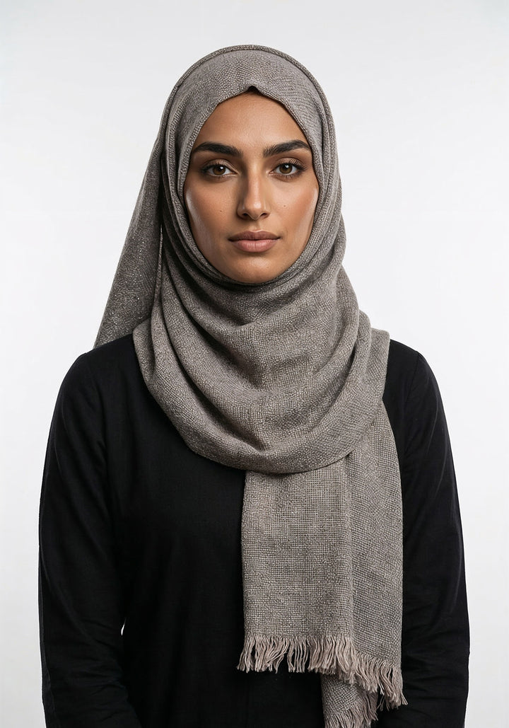 Amna Wool Hijab - Dark Grey