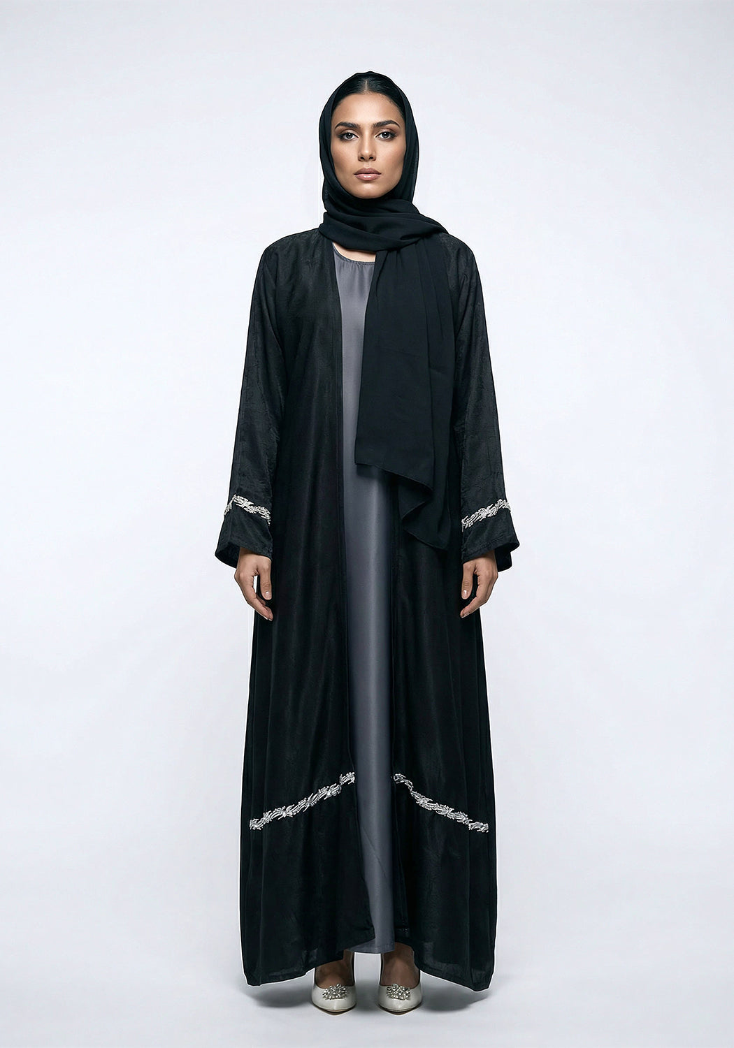 Black and Grey Abaya | Serene Threads