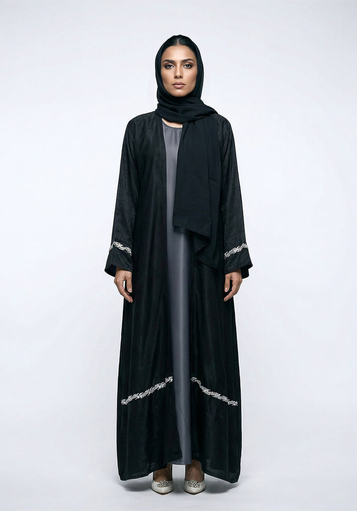 Black and Grey Abaya | Serene Threads