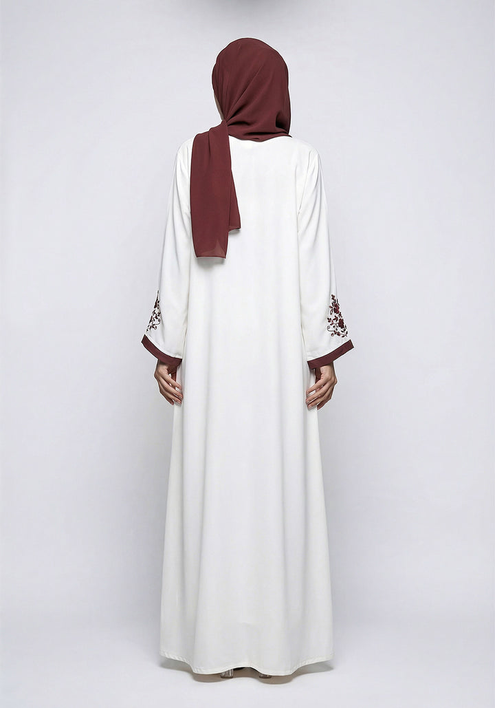 Cream Embroidery Abaya | Serene Threads