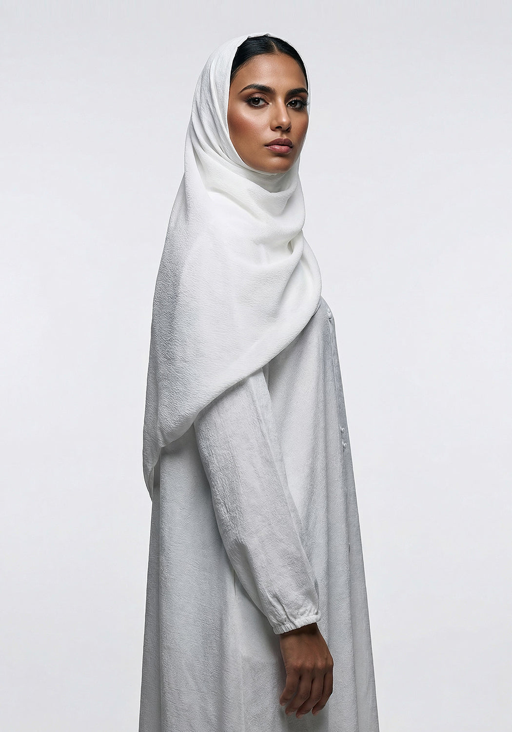 White Grace Button-Down Abaya - Signature