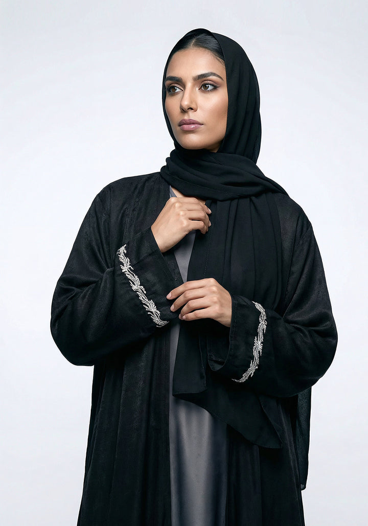 Black and Grey Abaya | Serene Threads