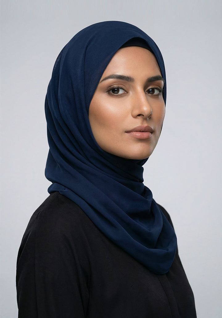 Plain Chiffon - Navy Blue