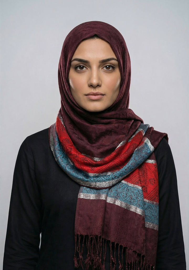 Naira Pashmina Hijab - Burgundy