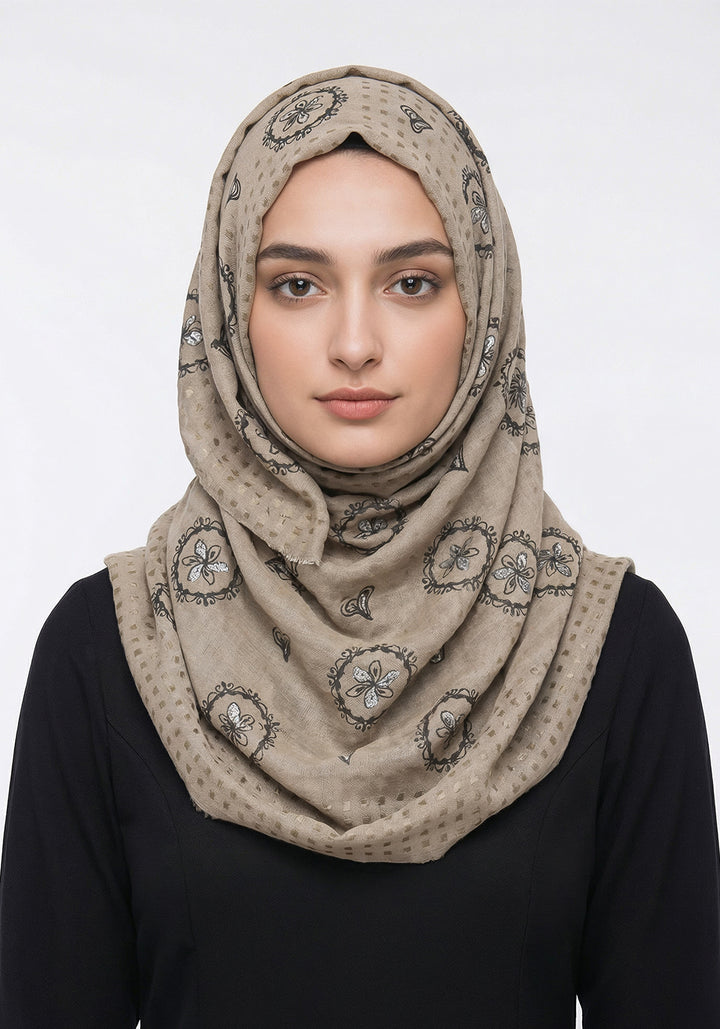 Elsa Turkish Linen HIjab - Khaki