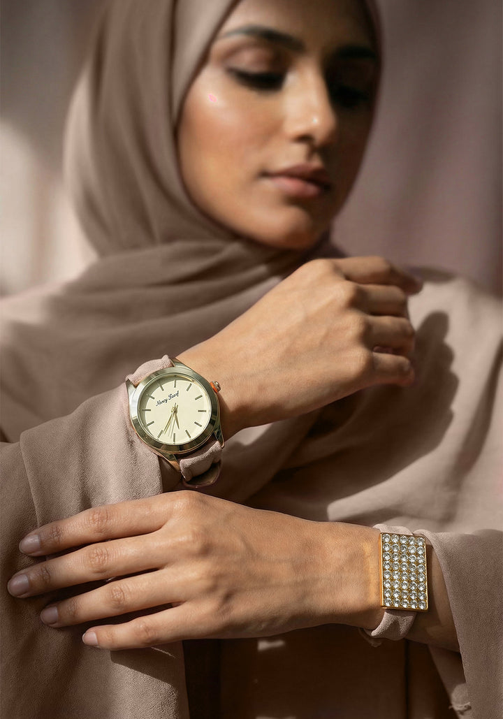 Matching Hijab, Watch & Bracelet Set -Beige