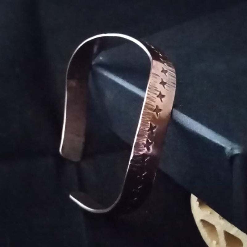 Bracelet forged stamped oxidized