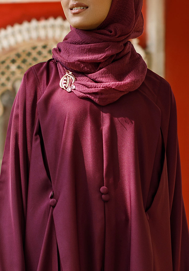 Front Closed Pleated Button Abaya