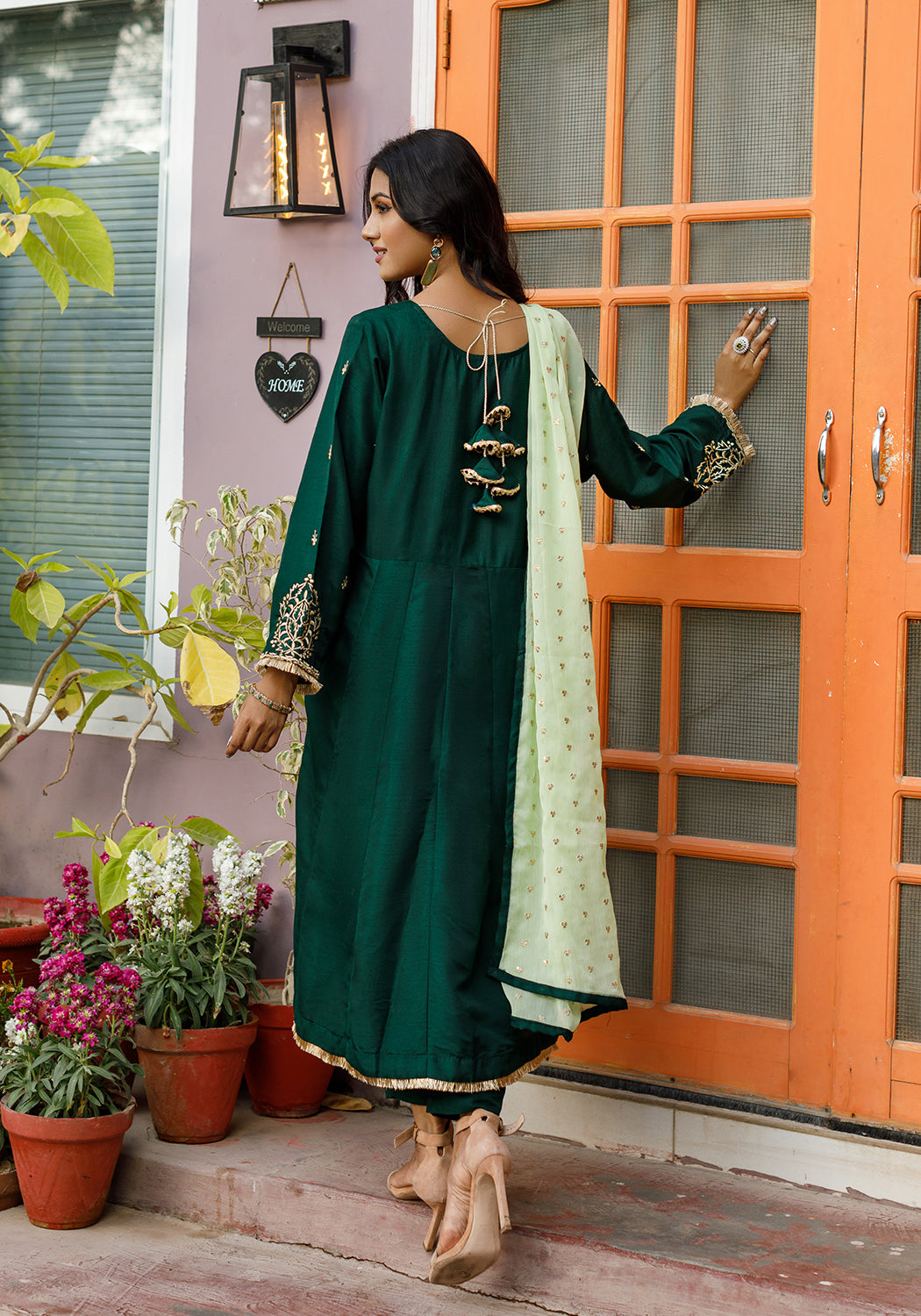 Green Frock Style With Dupatta