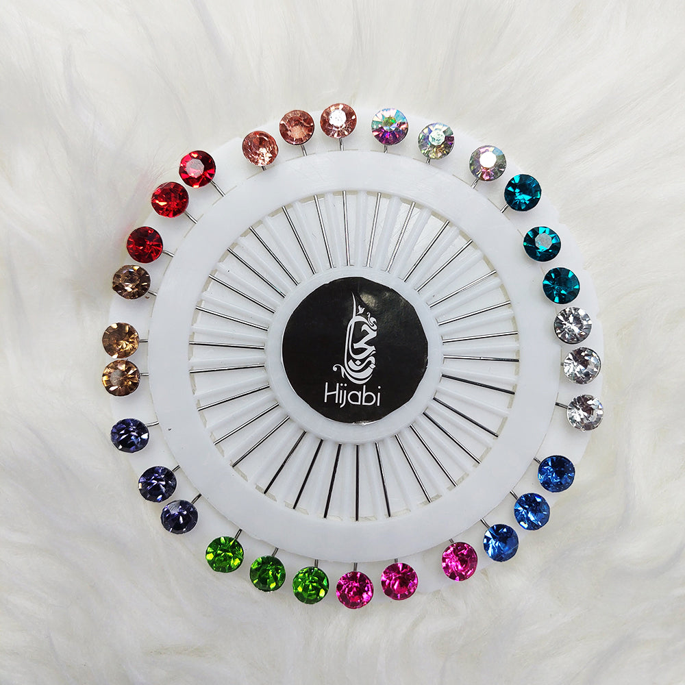 Crystal Multicolor 30 pc Wheel of Hijab Pins
