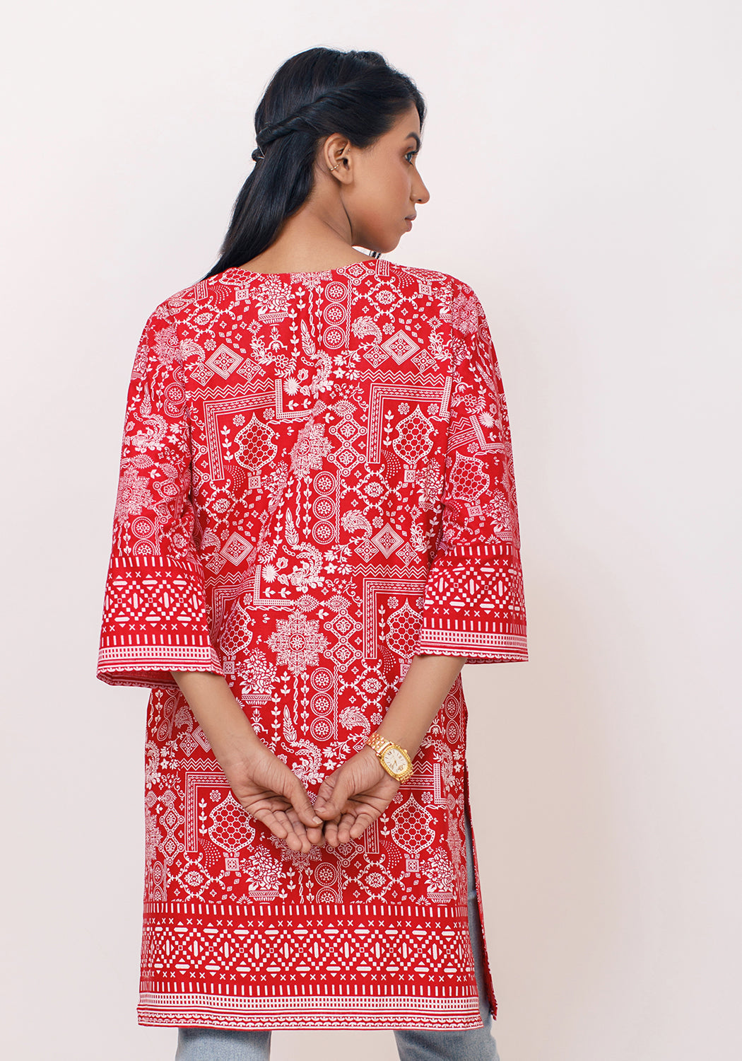 Arzoo Red and White Lawn Kurti