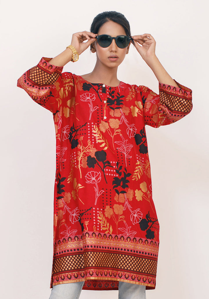 Arzoo Red and Black Lawn Kurti