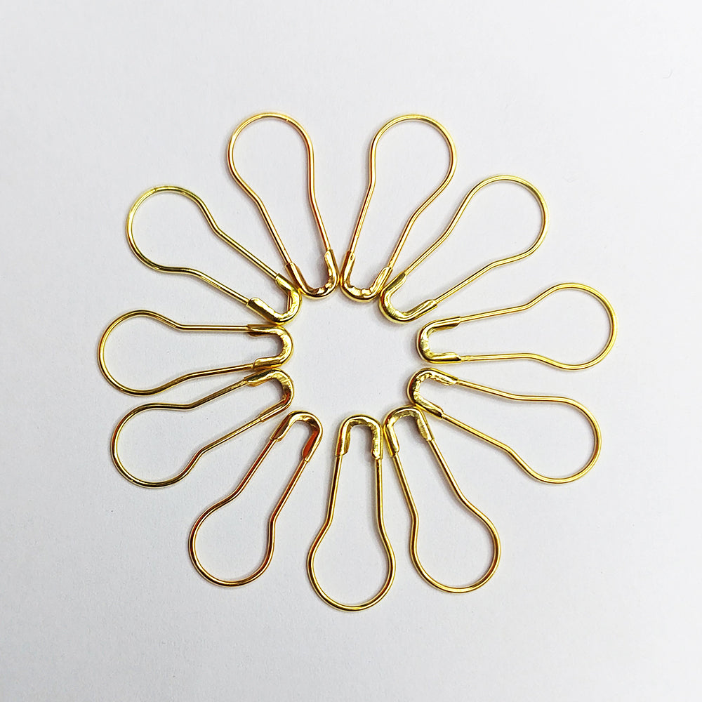 Golden Pear-Shaped Safety Pins
